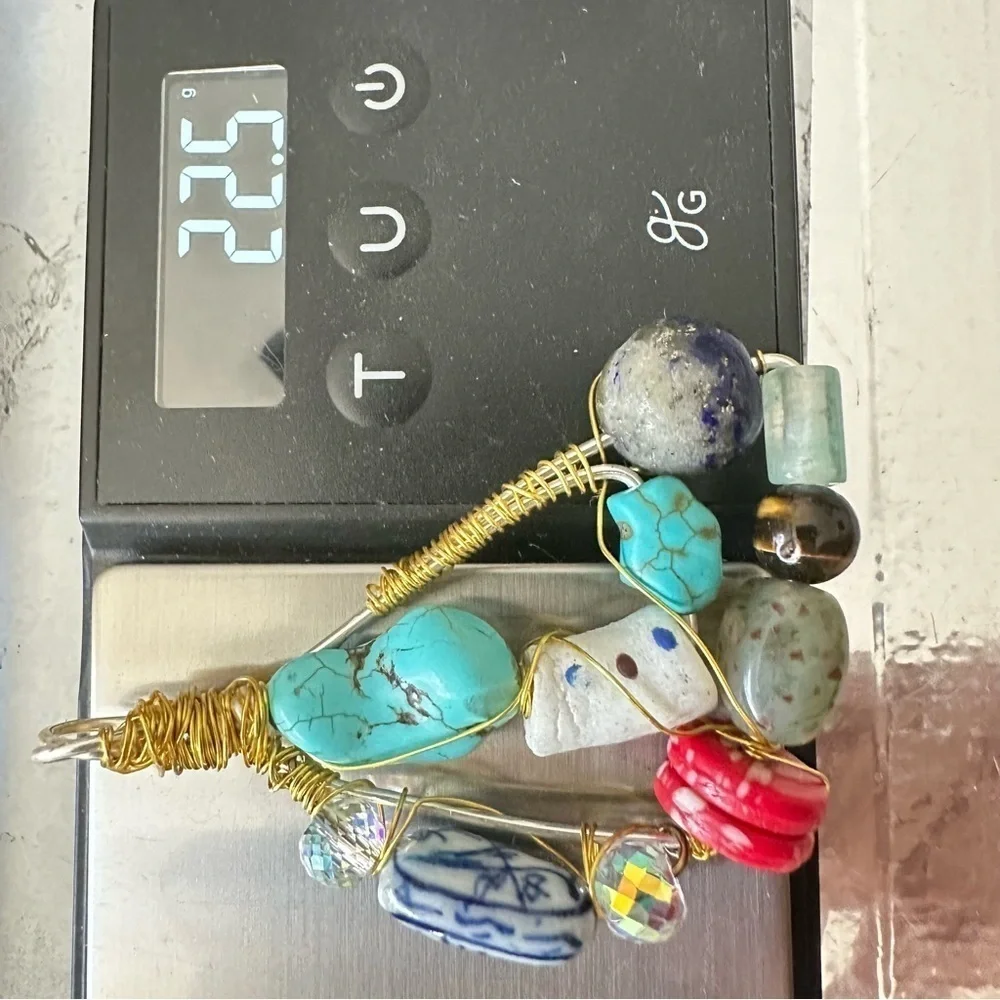 Collage Beaded Pendant Handcrafted Multicolor Wire-Wrapped OOAK 1600 Y